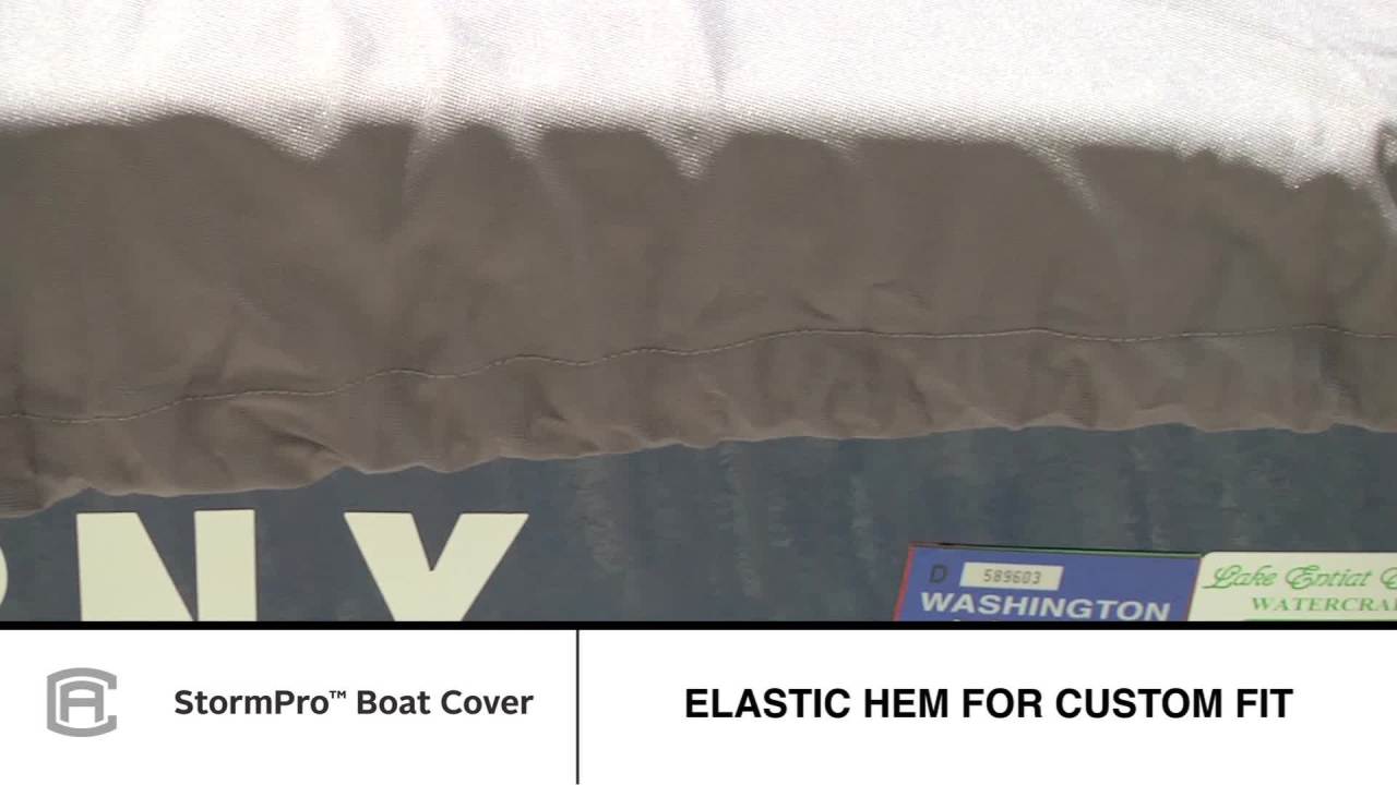 thumbnail video image 2 of Classic Accessories StormPro™ Deck Boat Cover, Fits Boats 22' - 24' L x 116" W - Trailerable Boat Cover with Advanced Fabric Coating Technology, Model F, 2 of 11