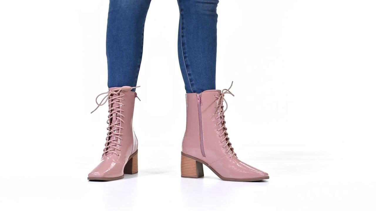 thumbnail video image 2 of Journee Womens Covva Inside Zip Stacked Heel Booties, Widths Available, 2 of 10