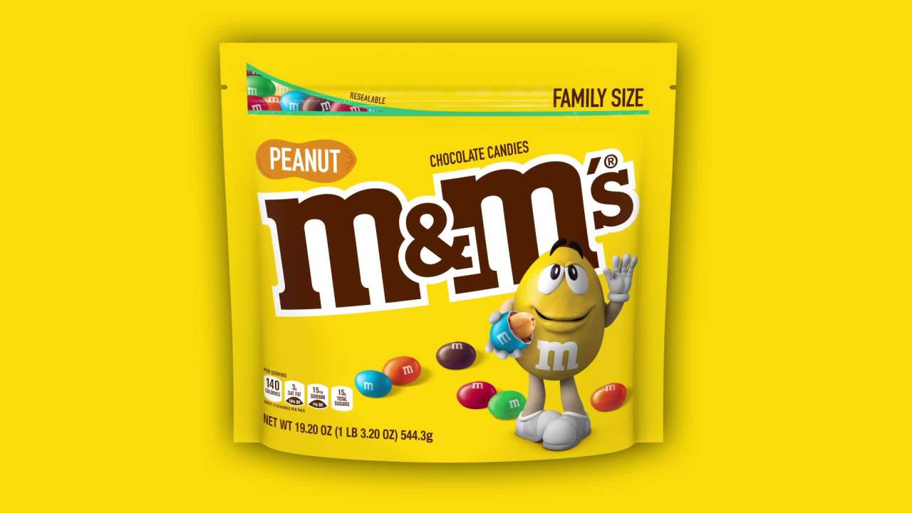 thumbnail video image 2 of M&M's Peanut Milk Chocolate Candy, Family Size - 19.2 oz Bag, 2 of 15