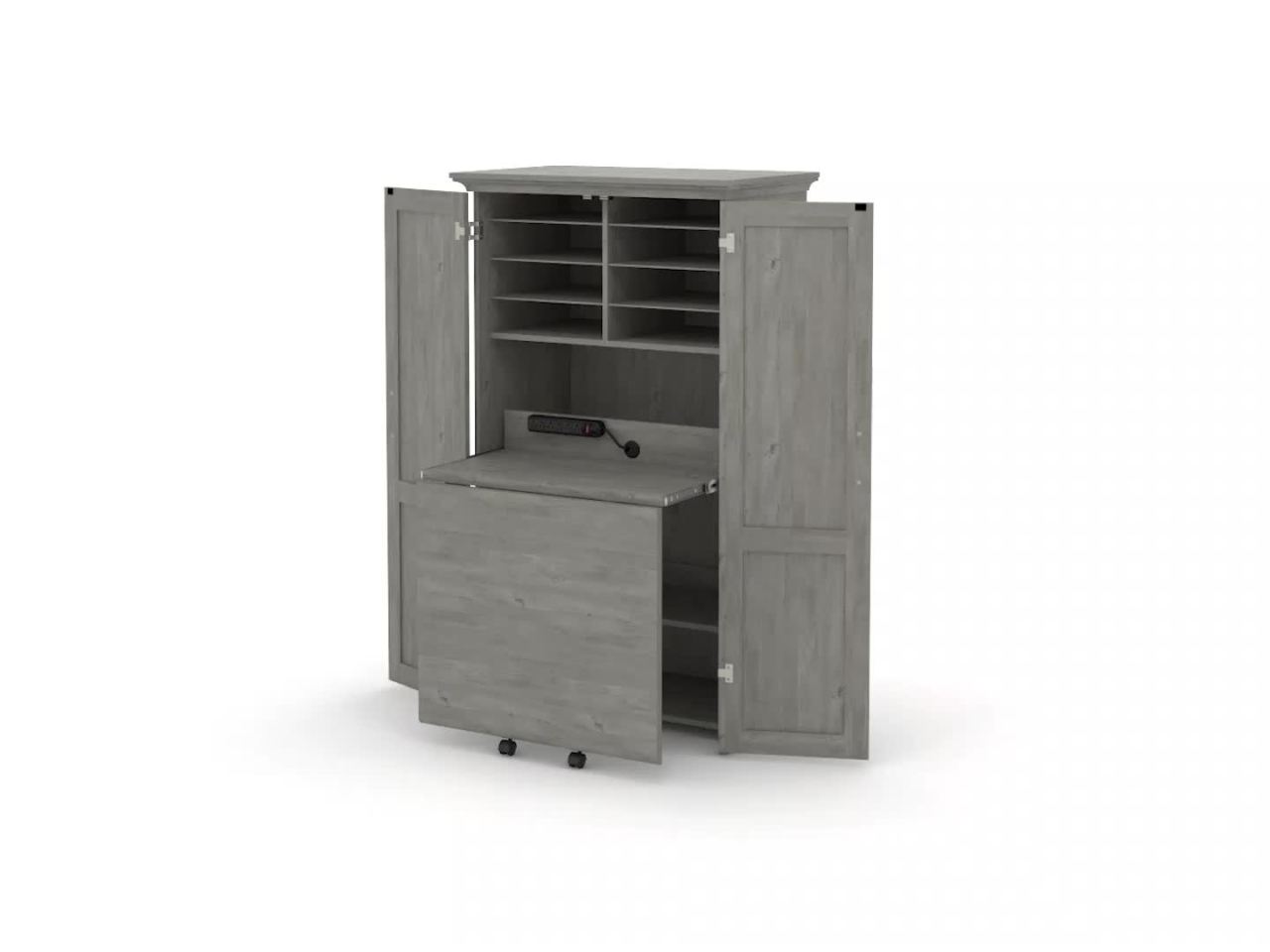 thumbnail video image 2 of Sauder Craft & Sewing Armoire, Mystic Oak Finish, 2 of 14