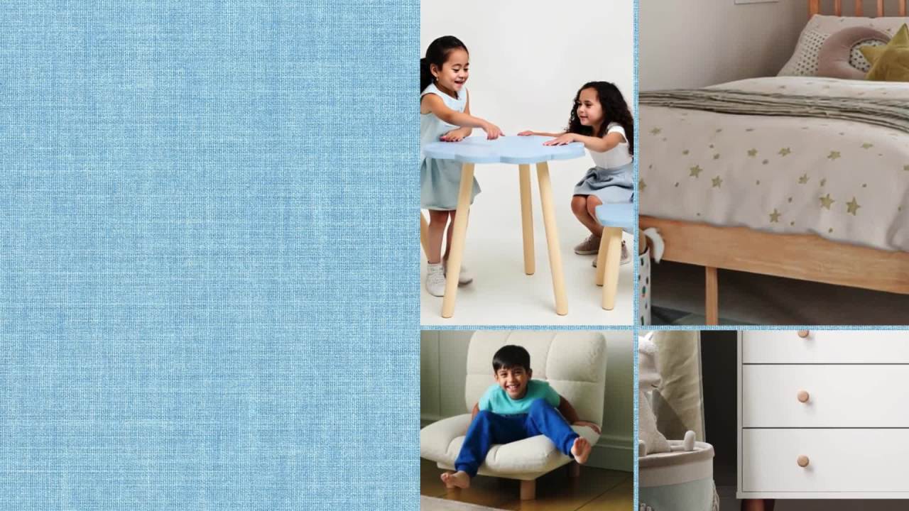 thumbnail video image 2 of Buzz & Bloom Kids Twin-Size Platform Bed with Curved Channel Stitched Headboard, Gray, 2 of 12