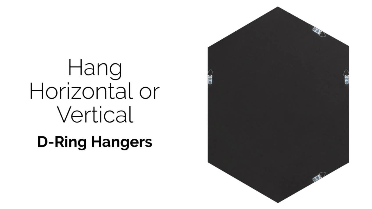 thumbnail video image 2 of Kate and Laurel Laverty Modern Framed Hexagon Mirror, 22" x 31", Black, Contemporary Geometric Wall Decor, 2 of 7