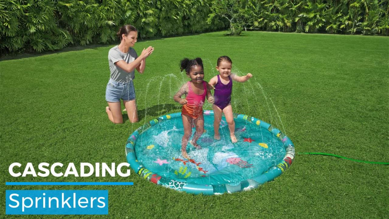thumbnail video image 2 of H2OGO! 65" Underwater Sprinkler Splash Kiddie Pool, 2 of 10