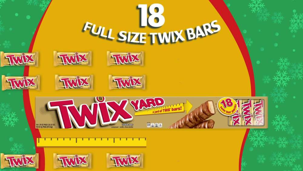 Twix Yard Christmas Full Size Chocolate Candy Bars 18 bars per pack