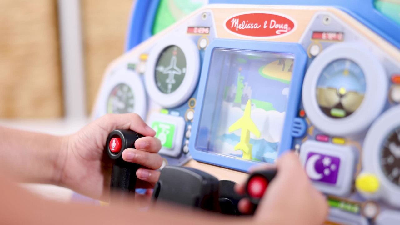 thumbnail video image 2 of Melissa & Doug Jet Pilot Interactive Dashboard Wooden Toy for Boys and Girls Ages 3+ - FSC Certified, 2 of 10