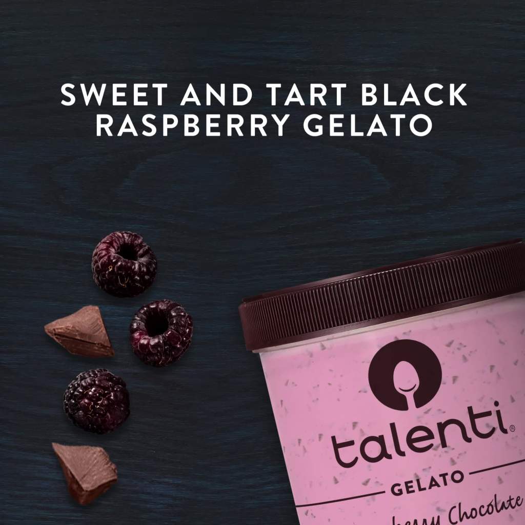 thumbnail video image 2 of Talenti Gelato Non-GMO Black Raspberry Chocolate Chip Frozen Dessert Gluten-Free, 1 Pint 1 Count, 2 of 8