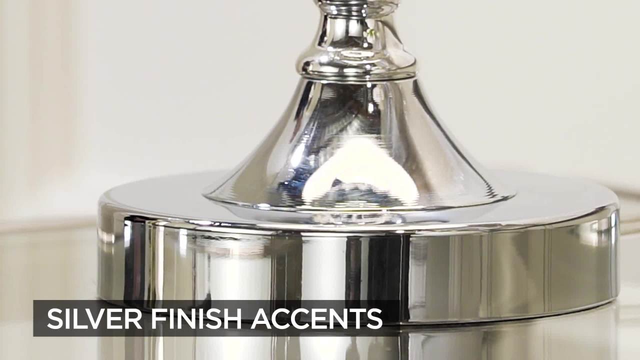 thumbnail video image 2 of 360 Lighting Solange 25" High Modern Glam Table Lamps Set of 2 Silver Finish Stacked Crystal White Shade Living Room Bedroom, 2 of 10