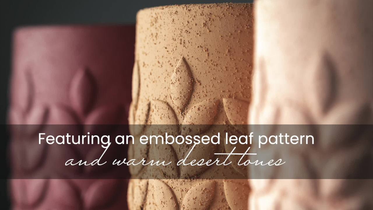 thumbnail video image 2 of 5.25"H Sullivans Modern Leaf Desert Toned Pots Set of 3, Multicolored, 2 of 5