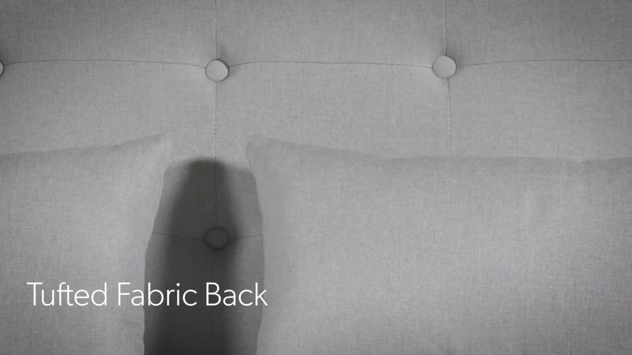 thumbnail video image 2 of OFM 161-FLS2-BGE 161 Collection Mid Century Modern Tufted Fabric Loveseat Sofa with Lumbar Support Pillows, Walnut Legs - Beige, 2 of 17