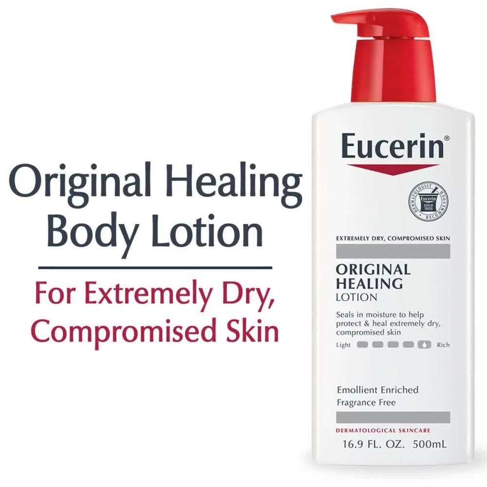 Eucerin Original Healing Body Lotion, Fragrance Free, 16.9 fl oz Bottle - image 2 of 14