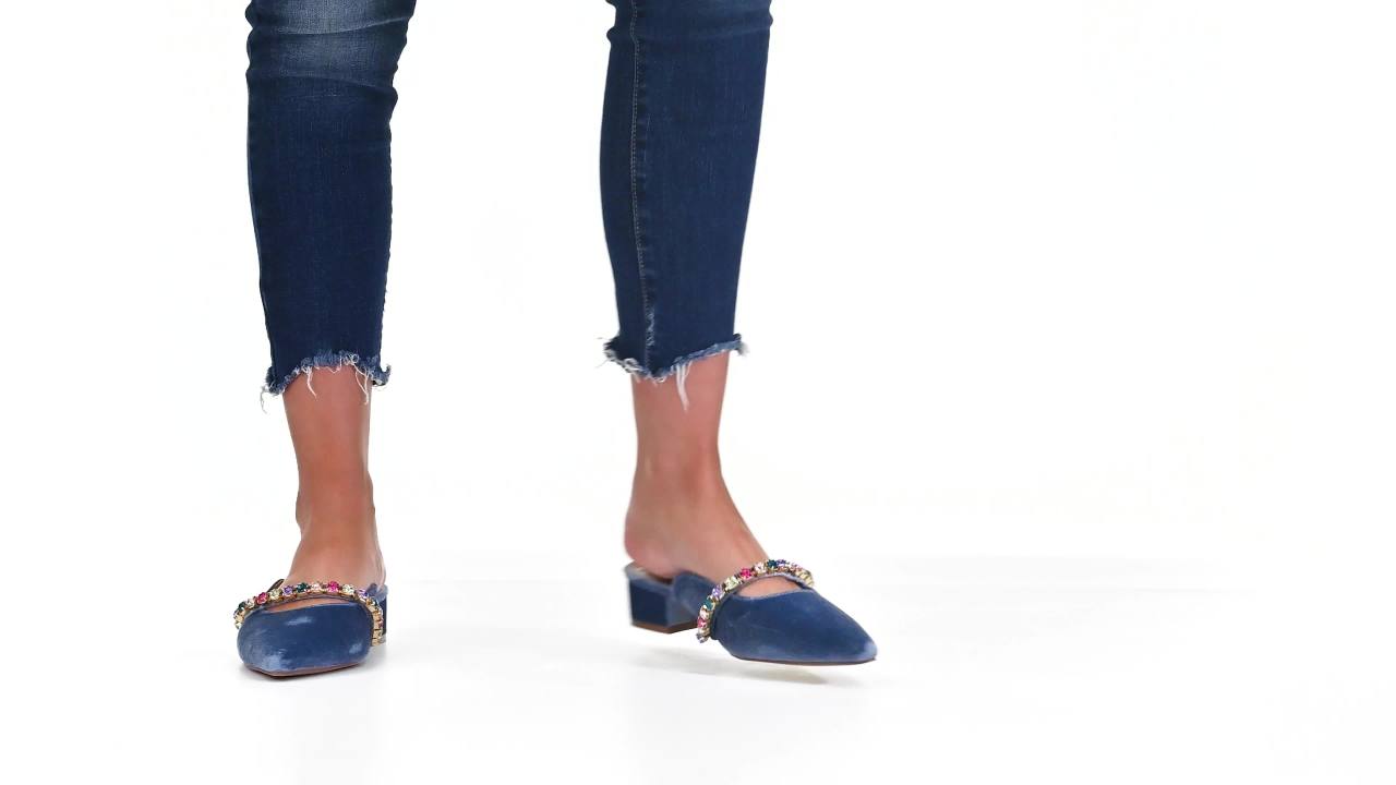 thumbnail video image 2 of Journee Womens Jewel Mules Pointed Toe Slip On Evening Dress Flats, 2 of 10