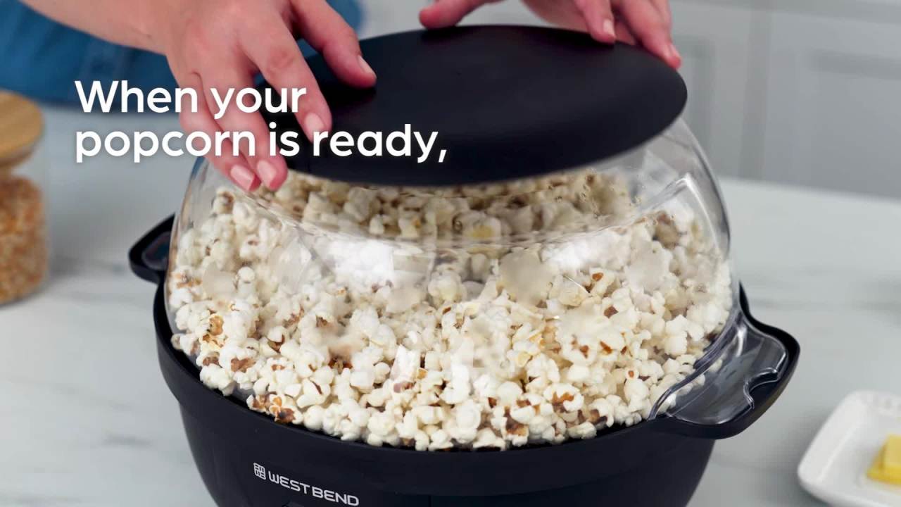 thumbnail video image 2 of West Bend Stir Crazy 6 Qt. Popcorn Machine, in Black (PCWBSCBK13), 2 of 18