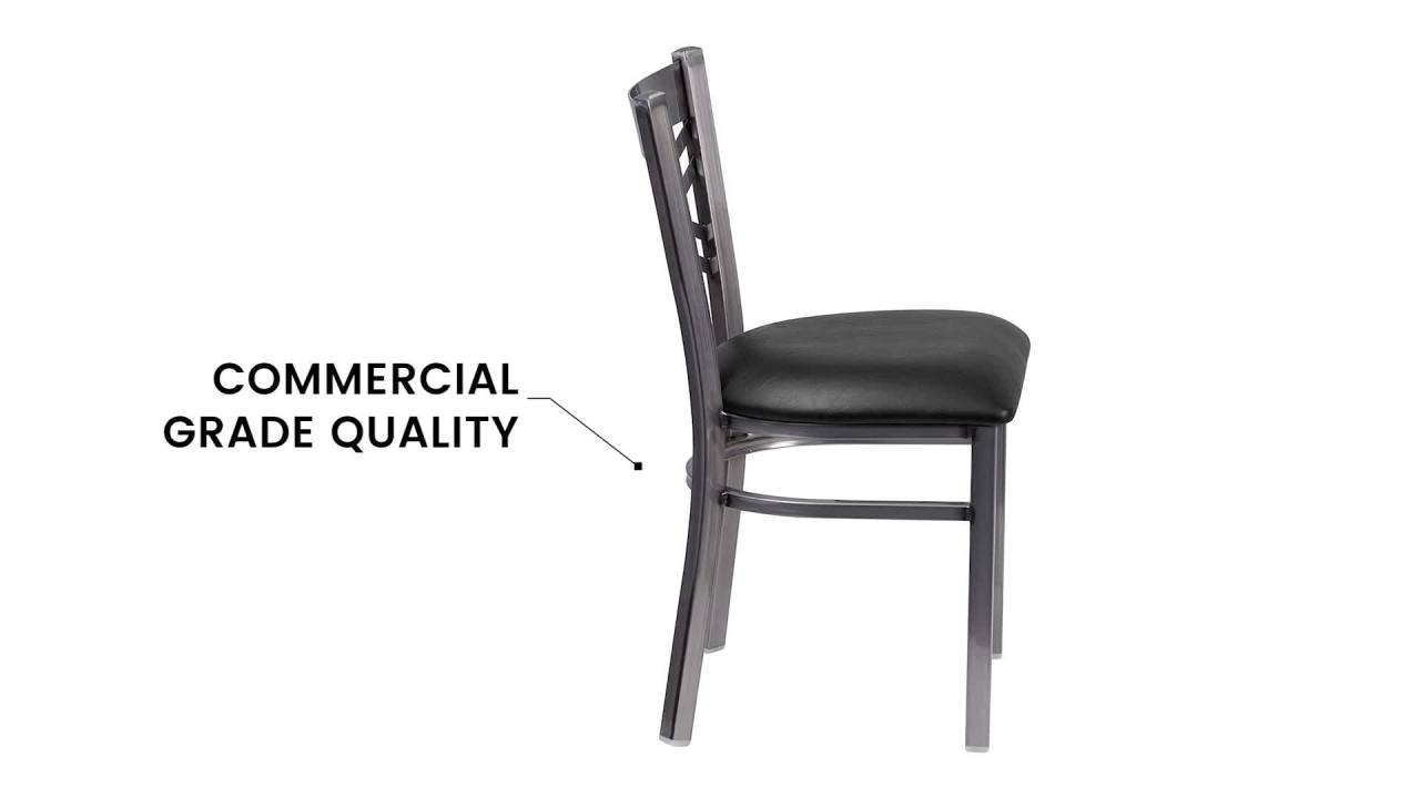 thumbnail video image 2 of Flash Furniture HERCULES Series Silver Antique Finish with Clear Coat ''X'' Back Metal Restaurant Chair - Black Vinyl Seat, 2 of 12