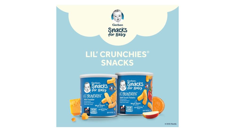 (4 pack) Gerber Snacks for Baby Lil Crunchies Mild Cheddar Baked Corn, 1.48 oz Canister - image 2 of 8