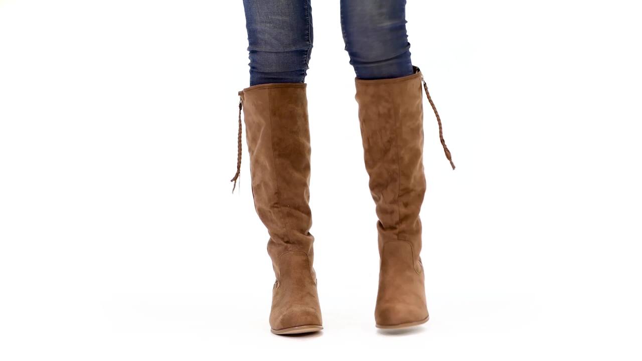 thumbnail video image 2 of Journee Womens Sanora Stacked Heel Riding Boots, 2 of 10