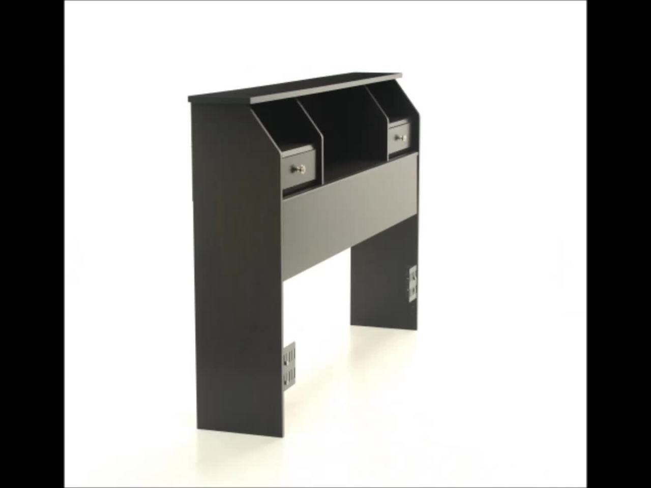 thumbnail video image 2 of Sauder Shoal Creek Bookcase Full / Queen Headboard, Jamocha Wood Finish, 2 of 5