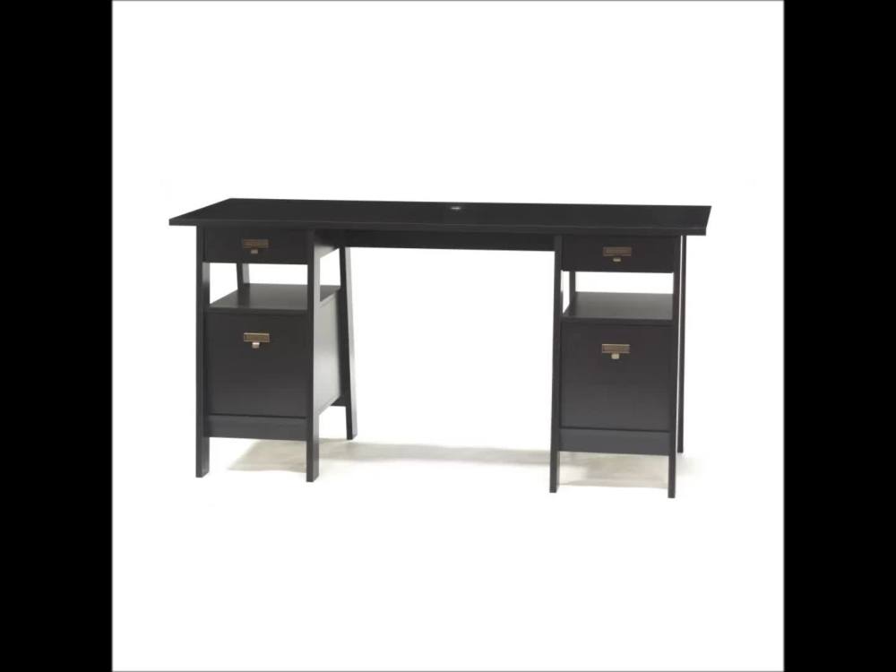 Sauder Stockbridge Executive Trestle Desk, Jamocha Wood Finish