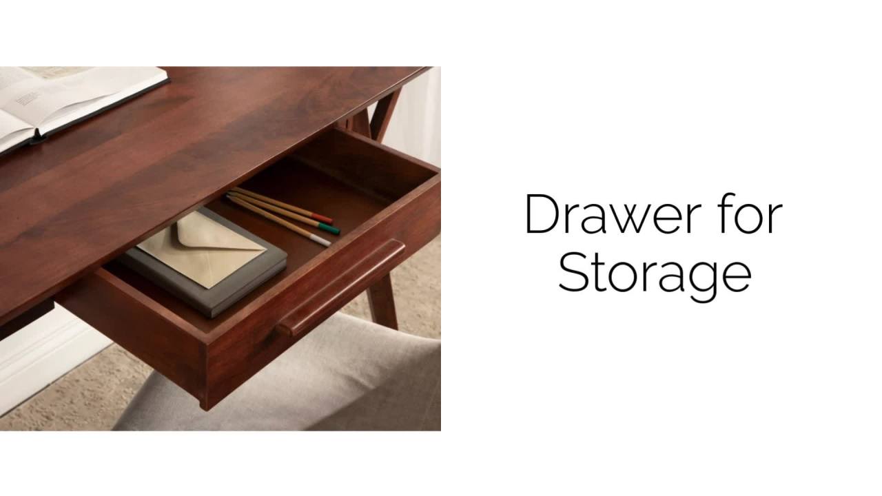 thumbnail video image 2 of Kate and Laurel McCutcheon 42"W Student Desk, Brown, 2 of 9