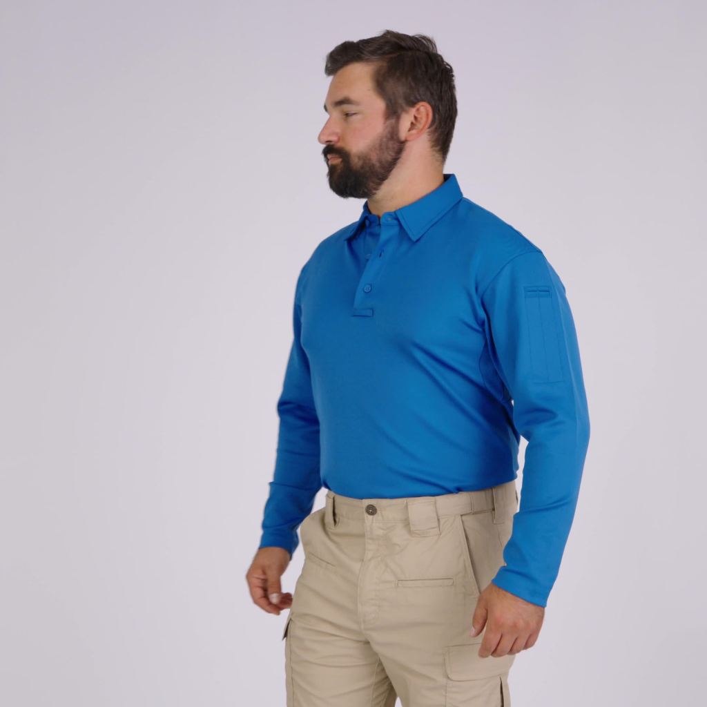 thumbnail video image 2 of Propper Men’s I.C.E. Performance Long Sleeve Polo Shirt-Charcoal,Sizes Upto 8XL, Breathable, Moisture-Wicking, Pen Pocket, Sunglass Loop, 2 of 8