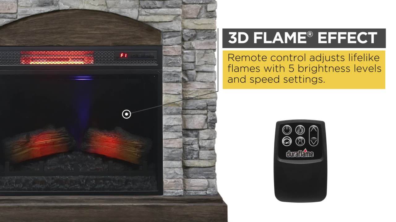 thumbnail video image 2 of duraflame® Wall Mantel Electric Fireplace, Smoky Gray Stone, 2 of 11