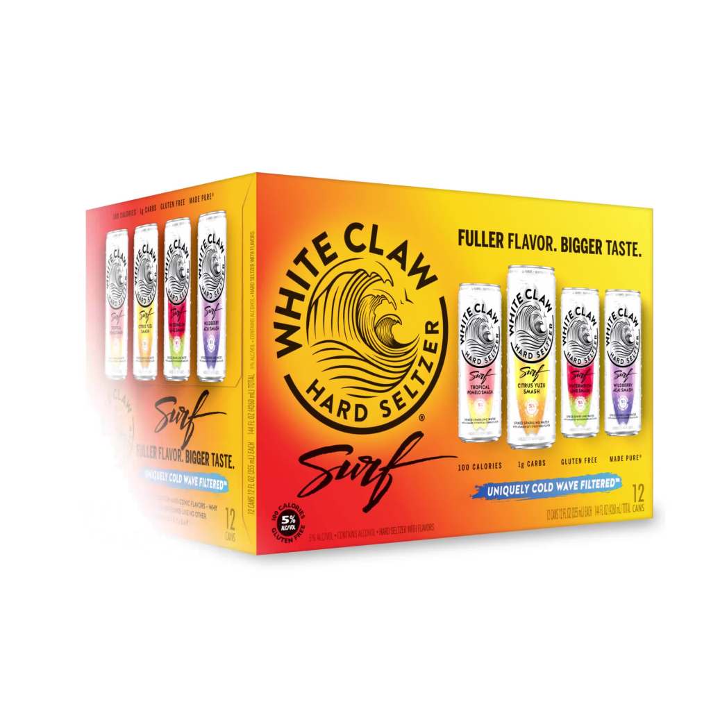 thumbnail video image 2 of White Claw Surf Hard Seltzer Variety Pack, 12 Pack, 12 fl oz Cans, 5% ABV, 2 of 4