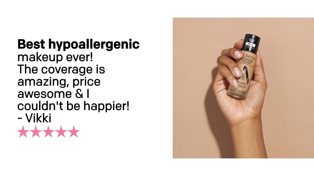 thumbnail video image 2 of Almay Skin Perfecting Comfort Matte Foundation Makeup, Hypoallergenic, 140 Cool Bare, 1 fl oz, 2 of 9