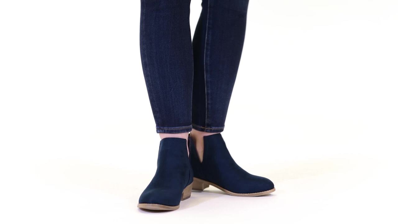 thumbnail video image 2 of Journee Womens Rimi Pull On Stacked Heel Booties, Widths Available, 2 of 10