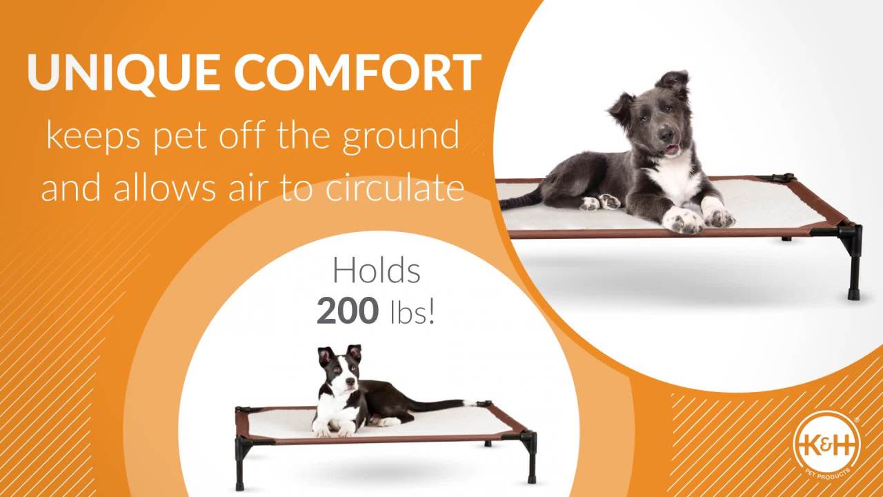 thumbnail video image 2 of K&H Pet Products Self-Warming Pet Cot Elevated Pet Bed Chocolate/Fleece Large 42 X 30 X 7 Inches, 2 of 10