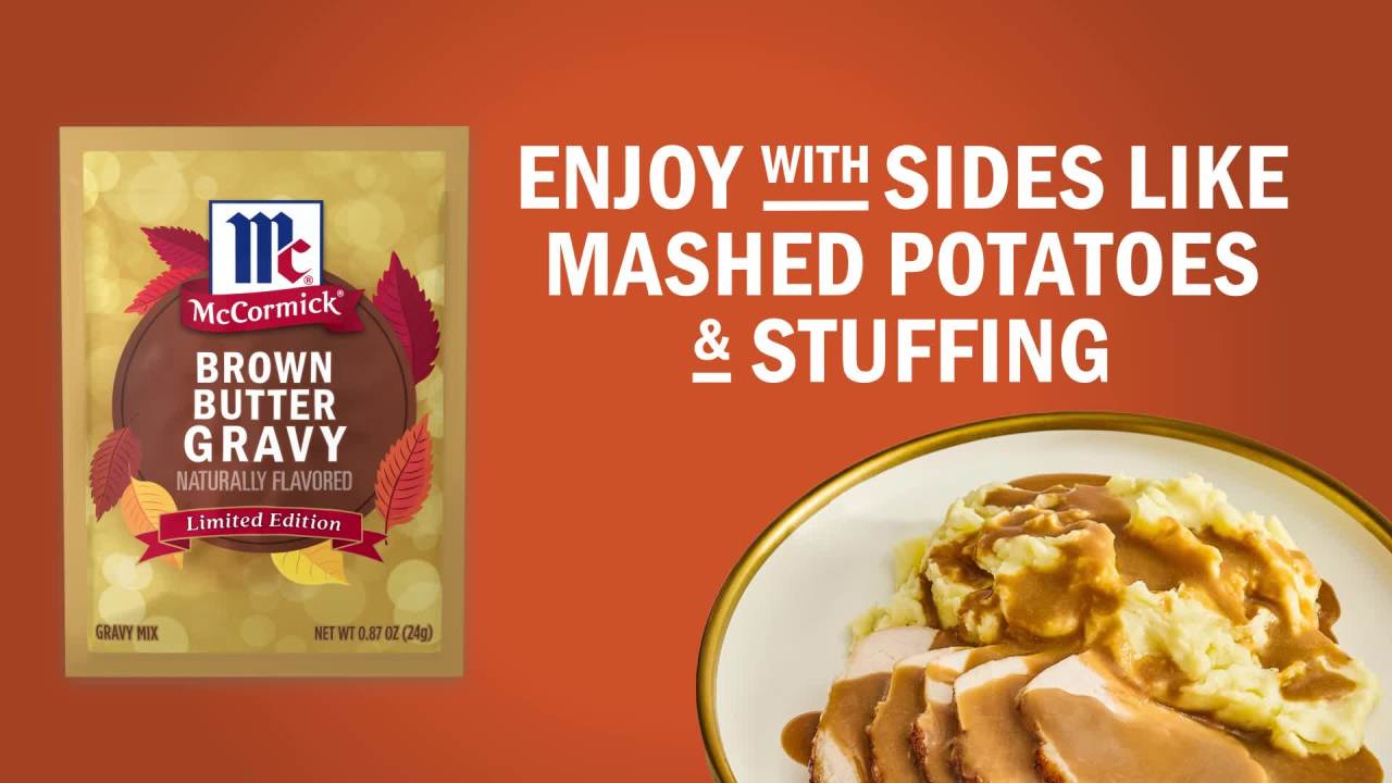 thumbnail video image 2 of McCormick Brown Butter Gravy, 0.87 oz Packet, 2 of 21