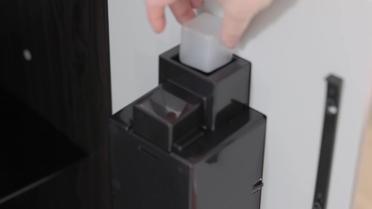 thumbnail video image 3 of Melissa & Doug Chef's Wooden Pretend Play Kitchen for Kids With “Ice” Cube Dispenser – Charcoal Gray - FSC Certified, 3 of 11