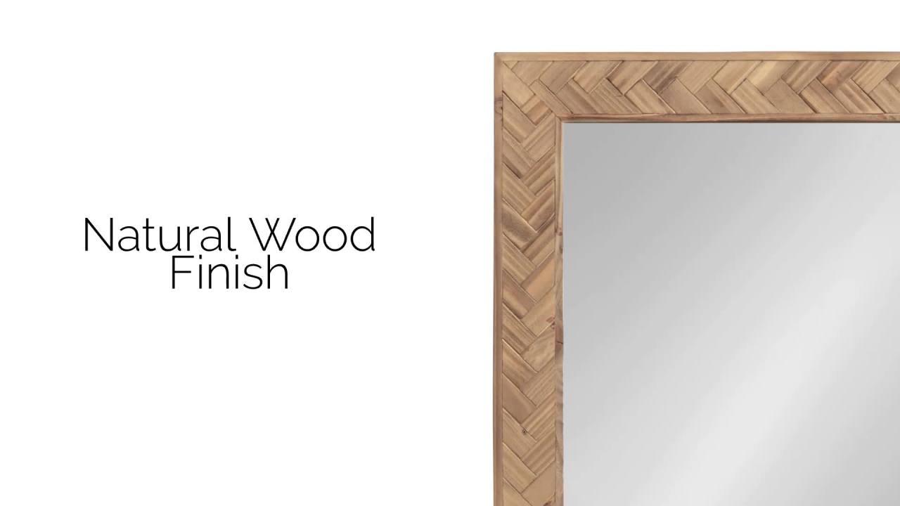 thumbnail video image 2 of Kate and Laurel Braywood Modern Pieced Wood Rectangle Mirror, 24 x 36, Rustic Brown, Decorative Rectangular Mirror for Use as Coastal Bathroom Mirror for Over Sink or Statement Bedroom Mirror, 2 of 9
