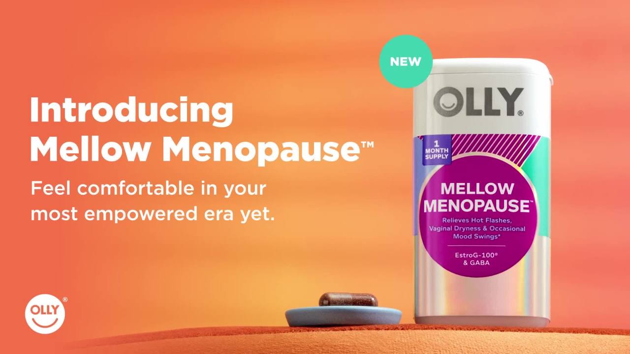 thumbnail video image 3 of OLLY Mellow Menopause™ Supplements, Vegan Capsules, EstroG-100, GABA, 30 Count, 3 of 16