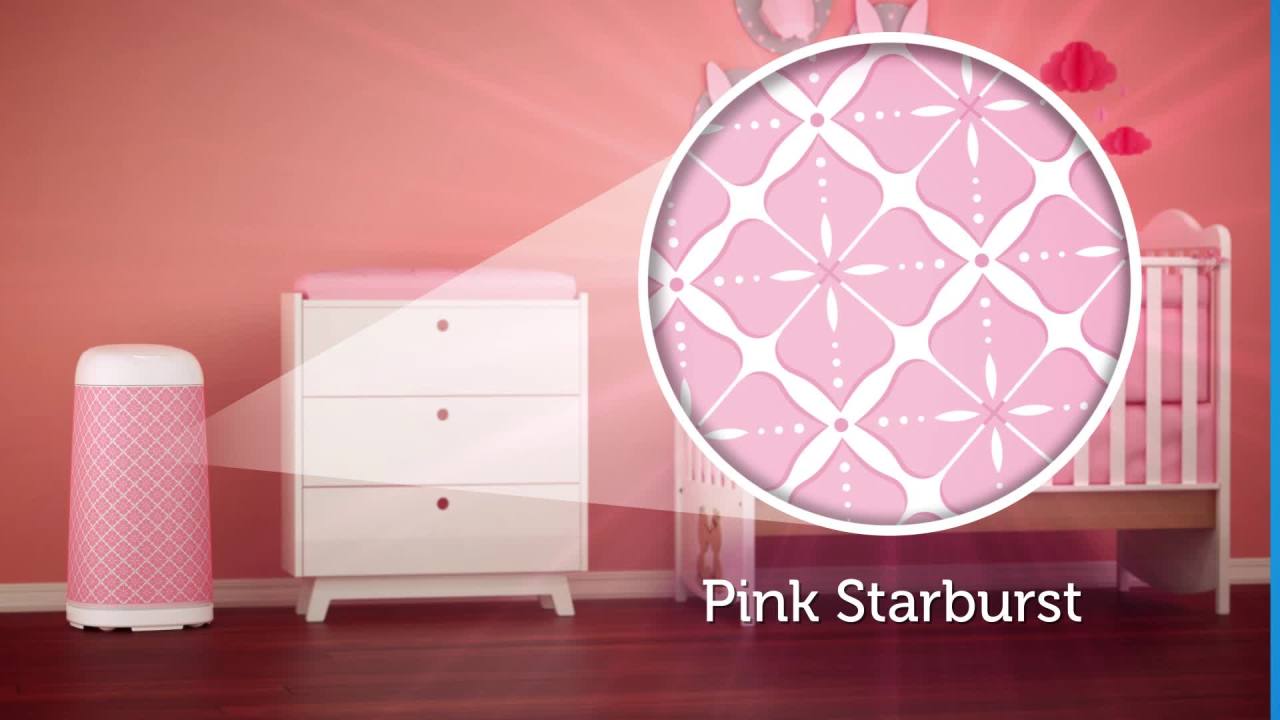 thumbnail video image 2 of Playtex Diaper Genie Expressions Pink Starbust Fabric Sleeve, 2 of 14