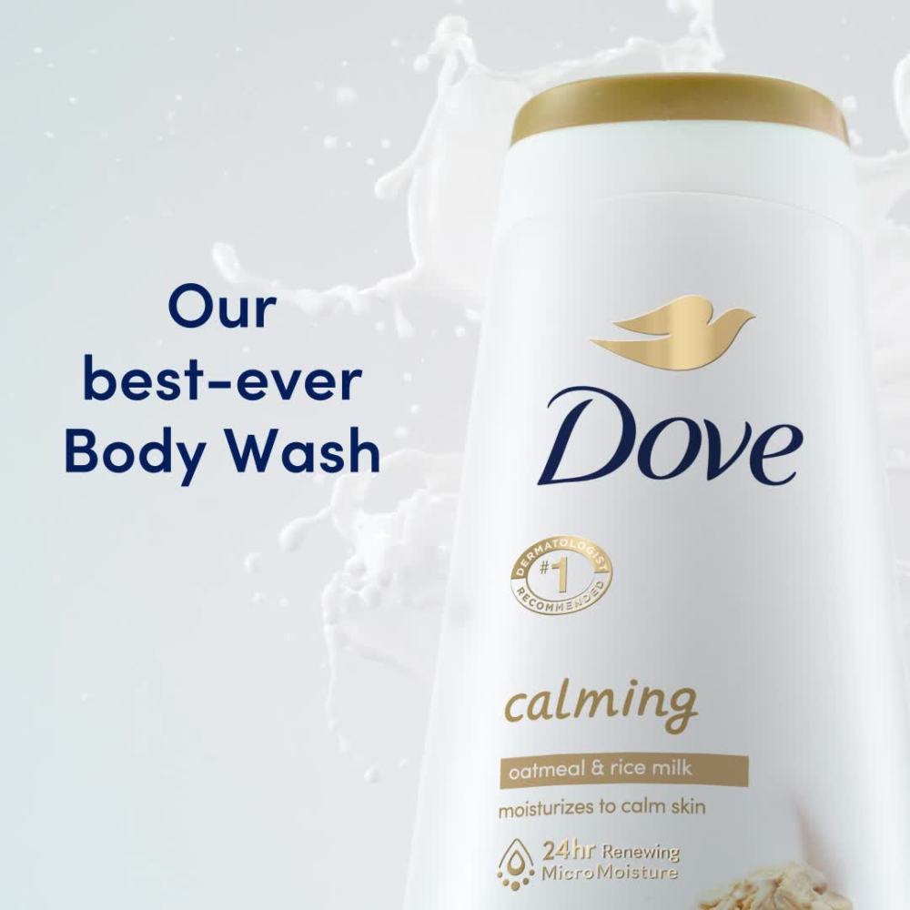 Dove Calming Long Lasting Gentle Body Wash, Oatmeal and Rice Milk, 20 fl oz