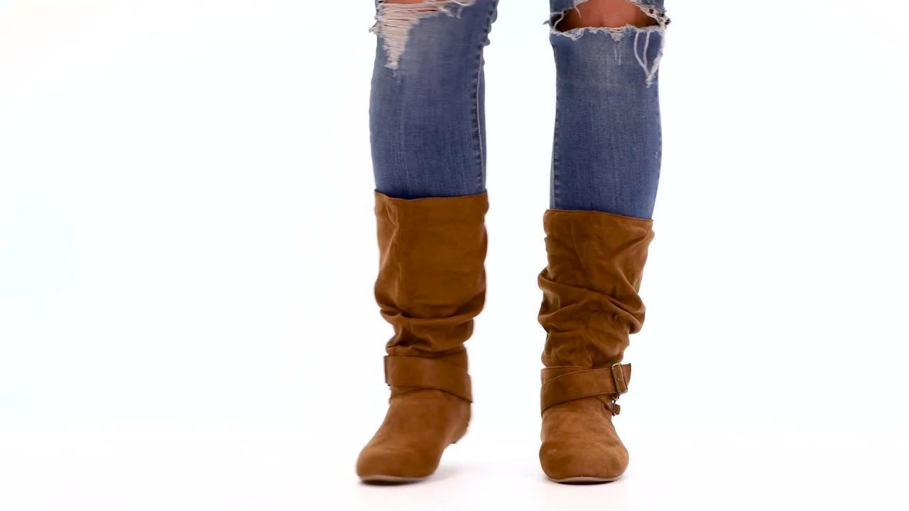 thumbnail video image 2 of Journee Womens Shelley-6 Wide Calf Round Toe Mid Calf Boots, 2 of 10