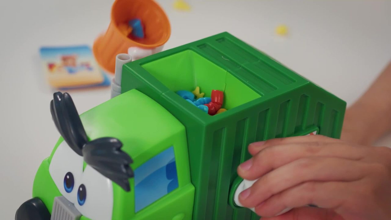 thumbnail video image 2 of Goliath Trash Stash Game - Fill Trashcan, Watch It Dump into Truck or Truck Chucks It up, 2 of 6