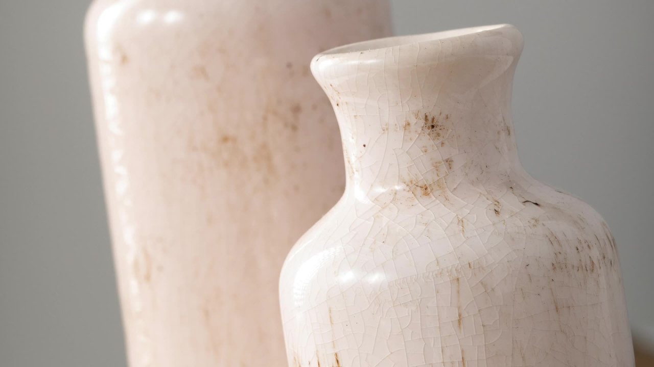 thumbnail video image 2 of Sullivans Set of 3 Small Ceramic Bottle Vases 5"H, 7.5"H & 10"H Off-White, 2 of 29