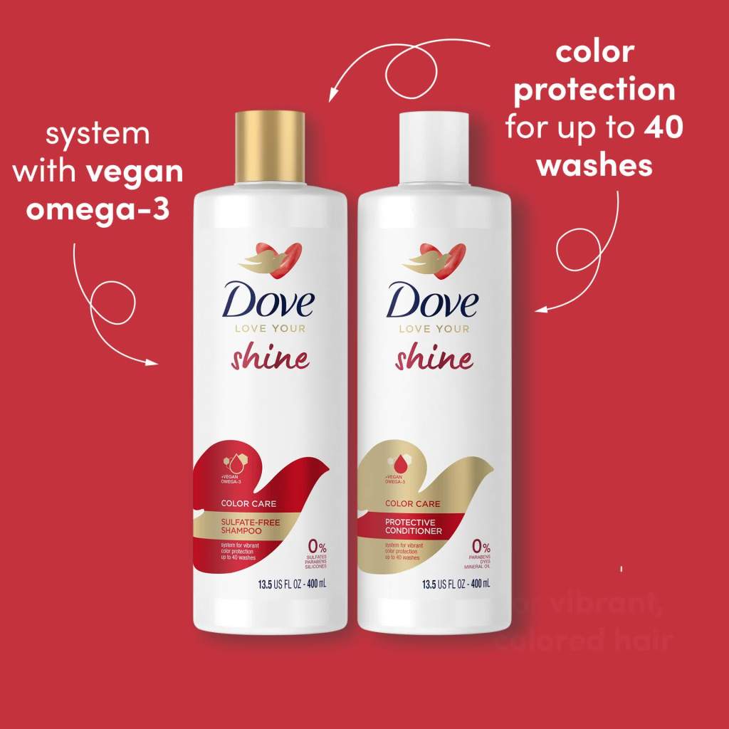 thumbnail video image 2 of Dove Love Your Shine Conditioner for Colored hair, 13.5 oz, 2 of 9