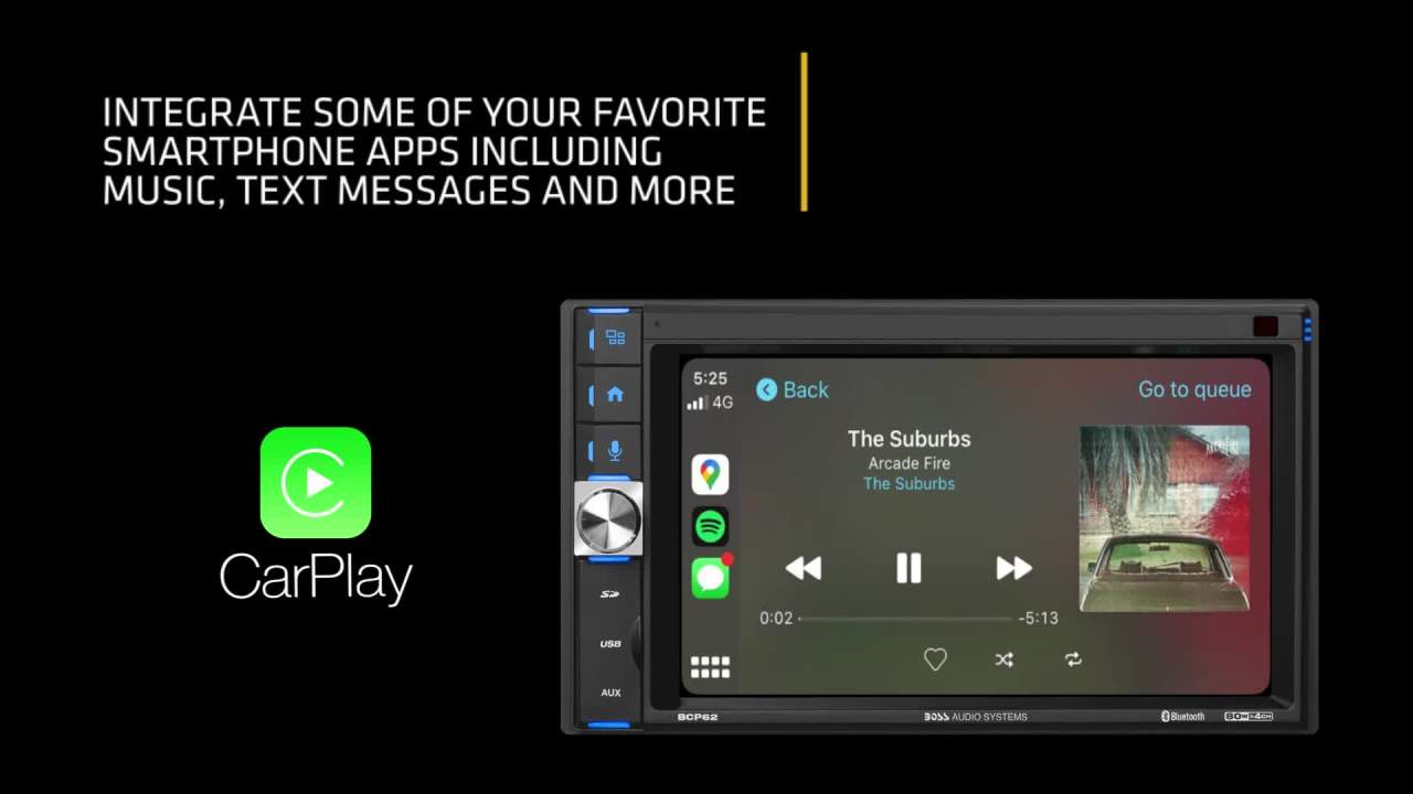 thumbnail video image 2 of Sound Storm Laboratories DDCP62 Car Stereo - Apple CarPlay, Double Din, 6.2 Inch Capacitive Touchscreen, Bluetooth, No DVD CD Player, AM/FM Radio Receiver, Wireless Remote Control, 2 of 6
