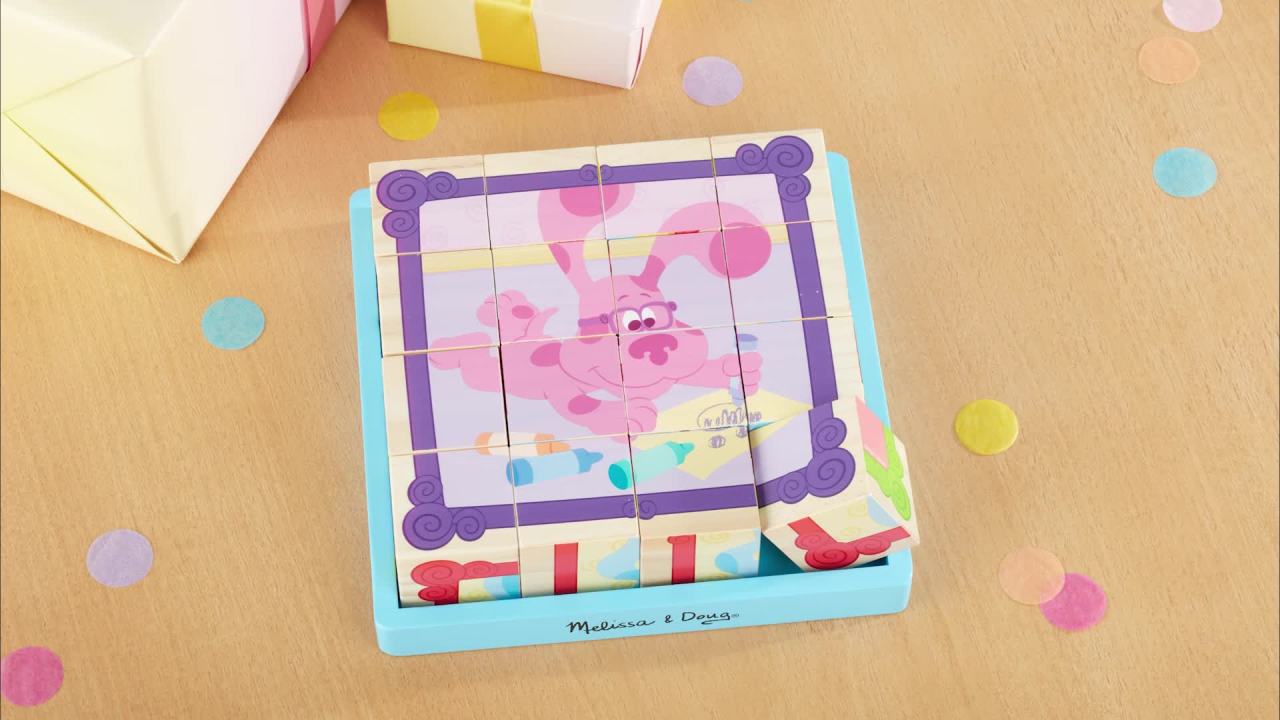 thumbnail video image 2 of Melissa & Doug Blue's Clues & You! Wooden Cube Puzzle (16 Pieces), 2 of 11