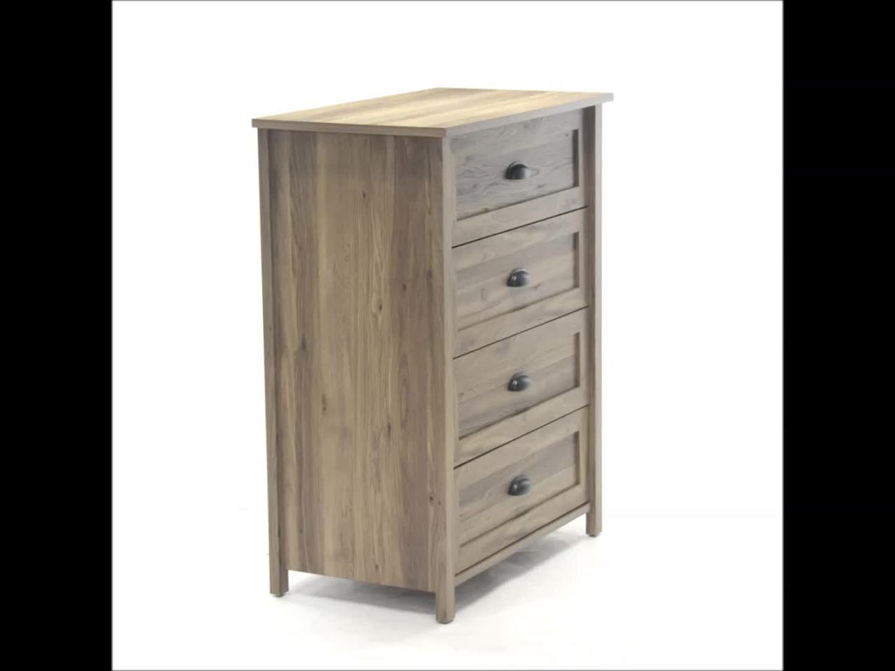 thumbnail video image 2 of Sauder County Line Engineered Wood 4 Drawer Chest in Salt Oak, 2 of 7