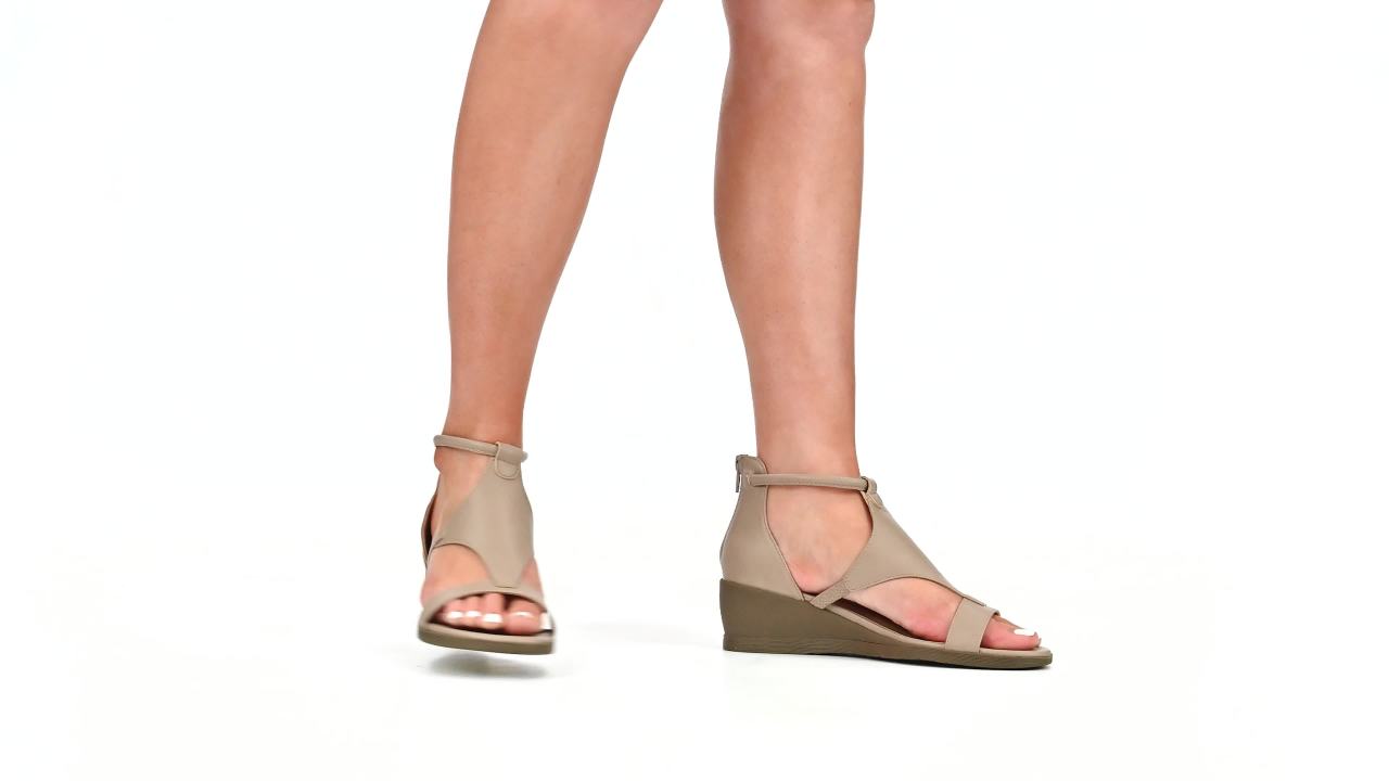 thumbnail video image 2 of Journee Womens Trayle Wedge Back Heel Zip Sandals, Widths Available, 2 of 10