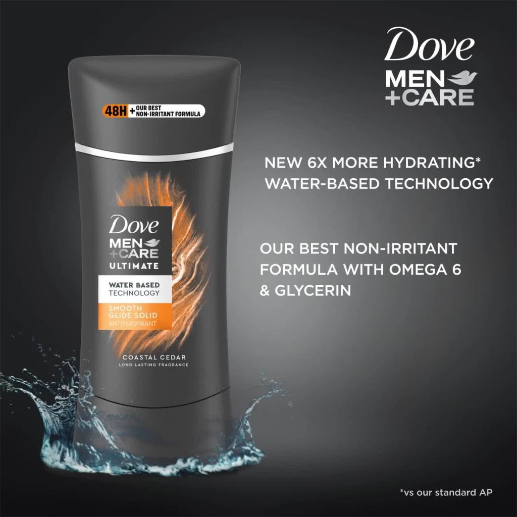 thumbnail video image 2 of Dove Men+Care Ultimate Long Lasting Men's Antiperspirant Deodorant Stick, Coastal Cedar, 2.6 oz, 2 of 4