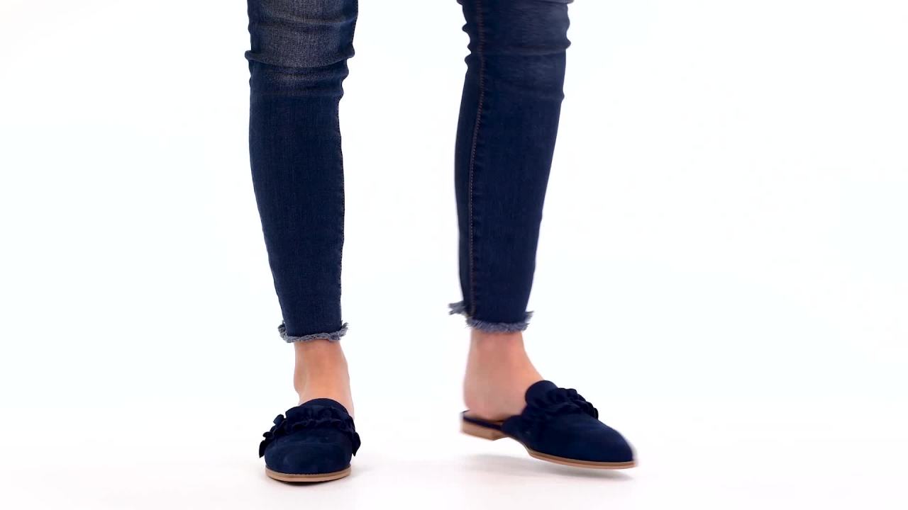 thumbnail video image 2 of Brinley Co. Womens Ruffle Mule Flat, 2 of 9