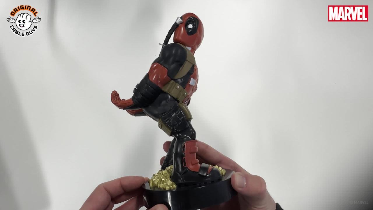 thumbnail video image 2 of Exquisite Gaming: Marvel: Deadpool Rear View - Original Mobile Phone & Gaming Controller Holder, Device Stand, Cable Guys, Licensed Figure, 2 of 7