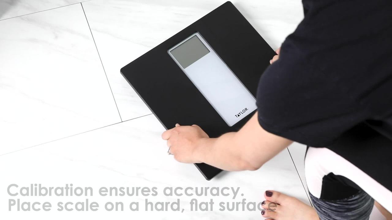 thumbnail video image 3 of Taylor 12.0" x 12.0" Digital Body Weight Scale Battery Powered, FSA HSA Eligible, 400 lb Capacity, Black/Grey, 3 of 17