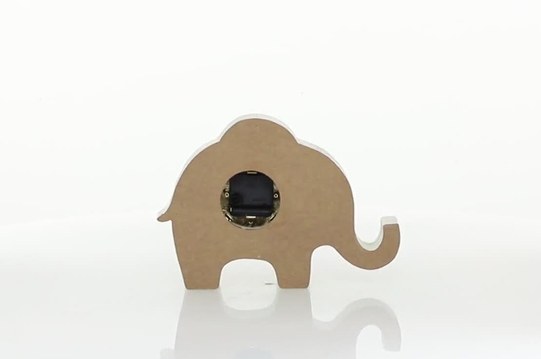 thumbnail video image 2 of DecMode 9" White Wood Elephant Clock, 2 of 10