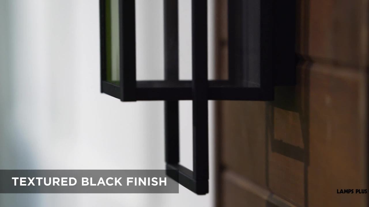 thumbnail video image 2 of Possini Euro Design Jericho 28" High Modern Outdoor Wall Light Fixture Mount Porch House Edison Bulb Textured Black Finish, 2 of 10