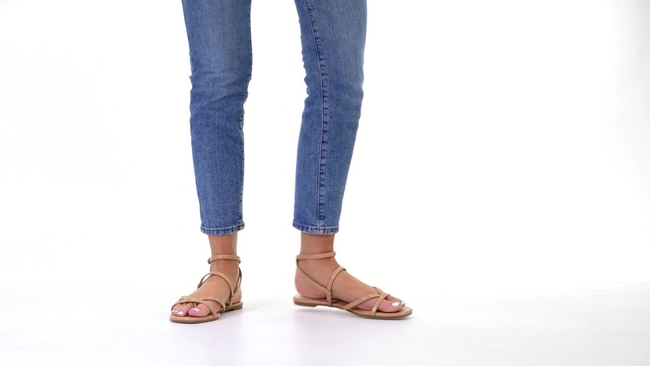 thumbnail video image 2 of Journee Womens Serissa Multi Strap Flat Sandals, 2 of 9