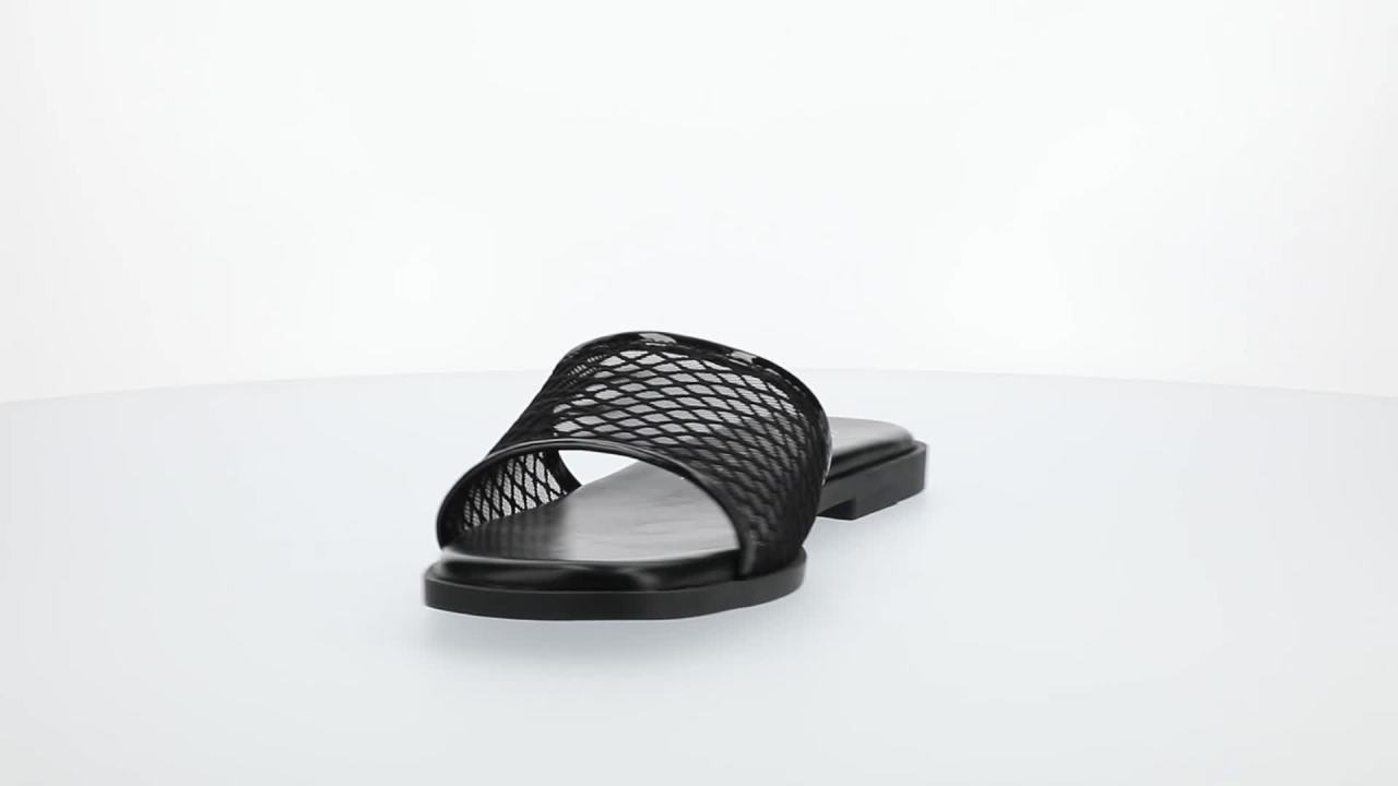 thumbnail video image 2 of Journee Womens Breckley Mesh Band Slip On Flat Sandals, 2 of 10